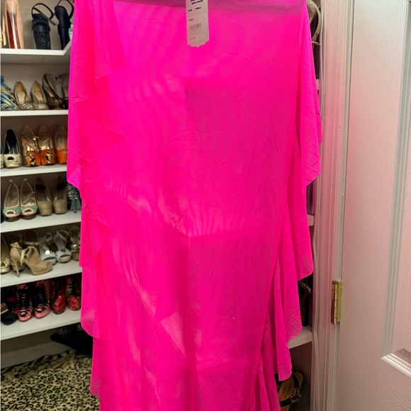 Vibrant Hot Pink Ruffle Cover-Up - Picture 2 of 2